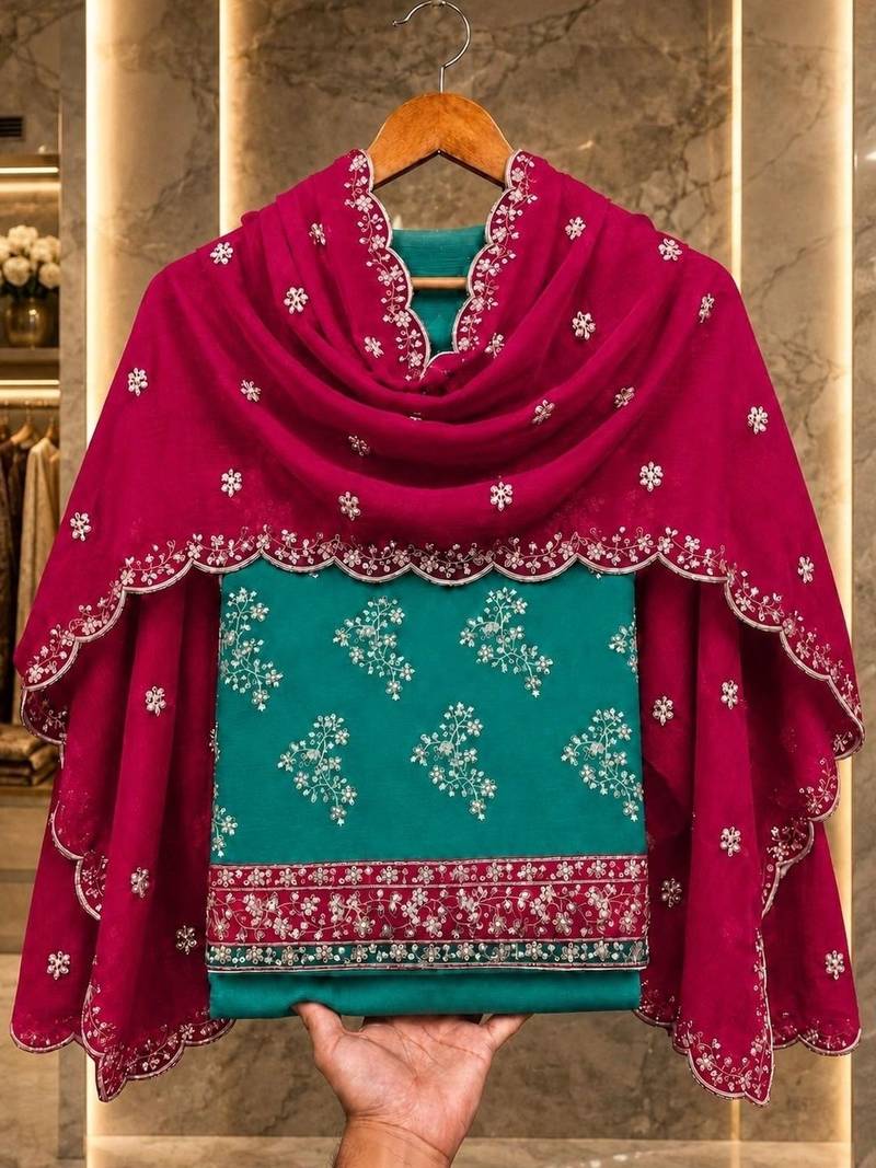 Embellished Unstitched Dress Material