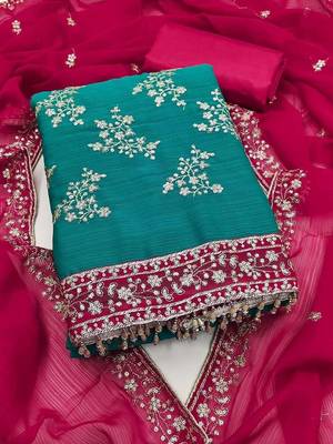 Embellished Unstitched Dress Material 4