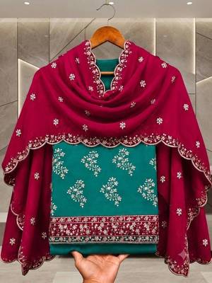 Embellished Unstitched Dress Material 5