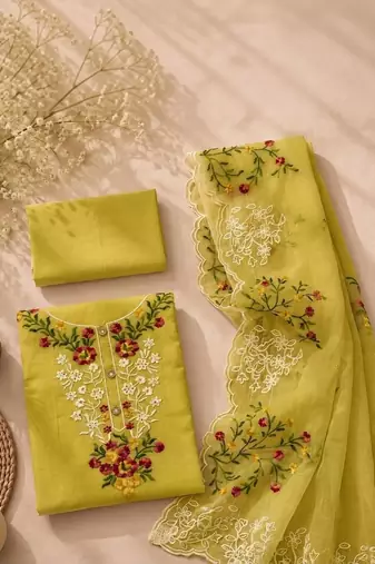 Embellished Unstitched Dress Material