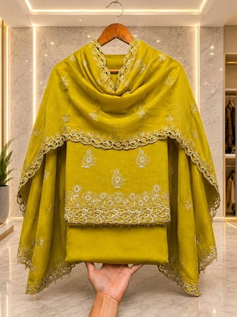 Embellished Unstitched Dress Material