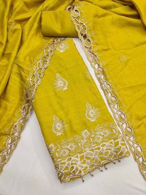 Embellished Unstitched Dress Material 4