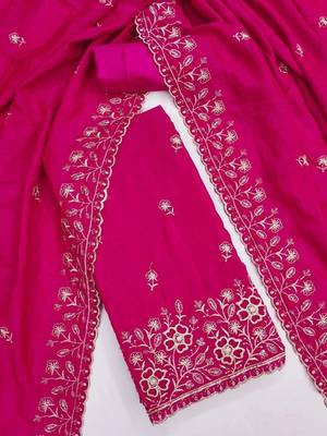 Embellished Unstitched Dress Material 4