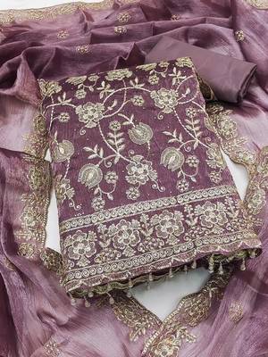 Embellished Unstitched Dress Material 1