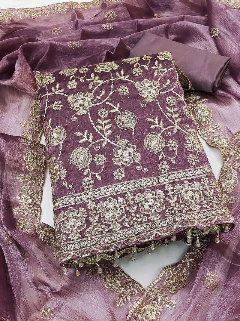 Embellished Unstitched Dress Material