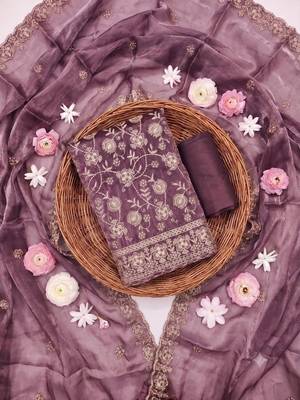 Embellished Unstitched Dress Material 4
