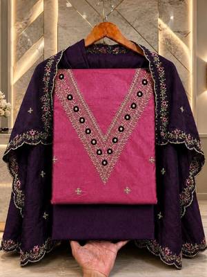 Embellished Unstitched Dress Material 1