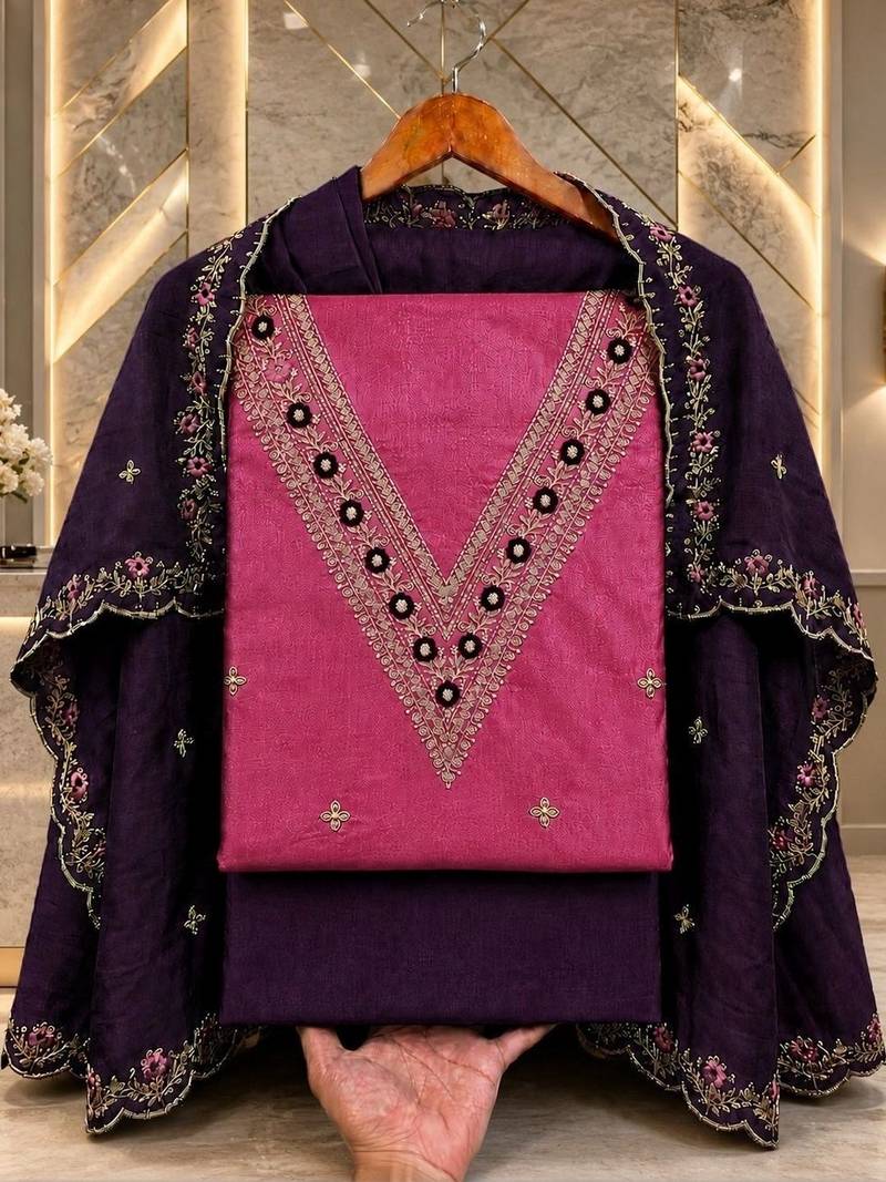 Embellished Unstitched Dress Material