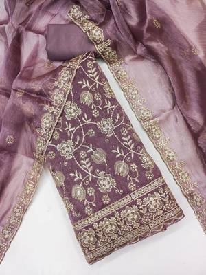 Embellished Unstitched Dress Material 5