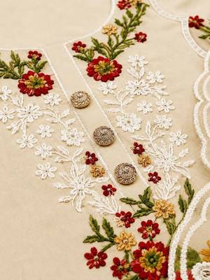 Embroidered Art Silk Unstitched Dress Material 2
