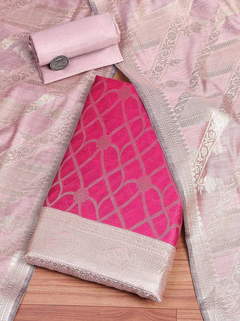 pink two toned Unstitched Dress Material