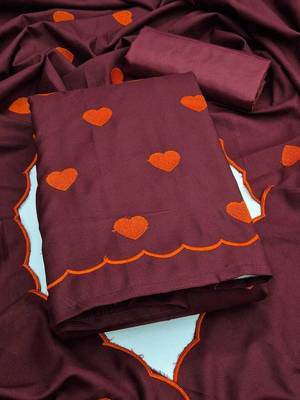 Embroidered Art Silk Unstitched Dress Material 1