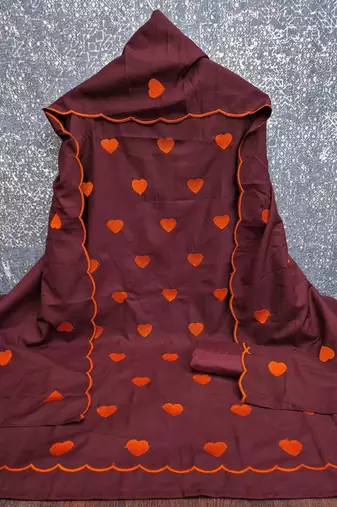 Embroidered Art Silk Unstitched Dress Material