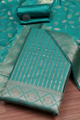 Pure Silk Unstitched Kurta Fabric Bottom Fabric and Dupatta