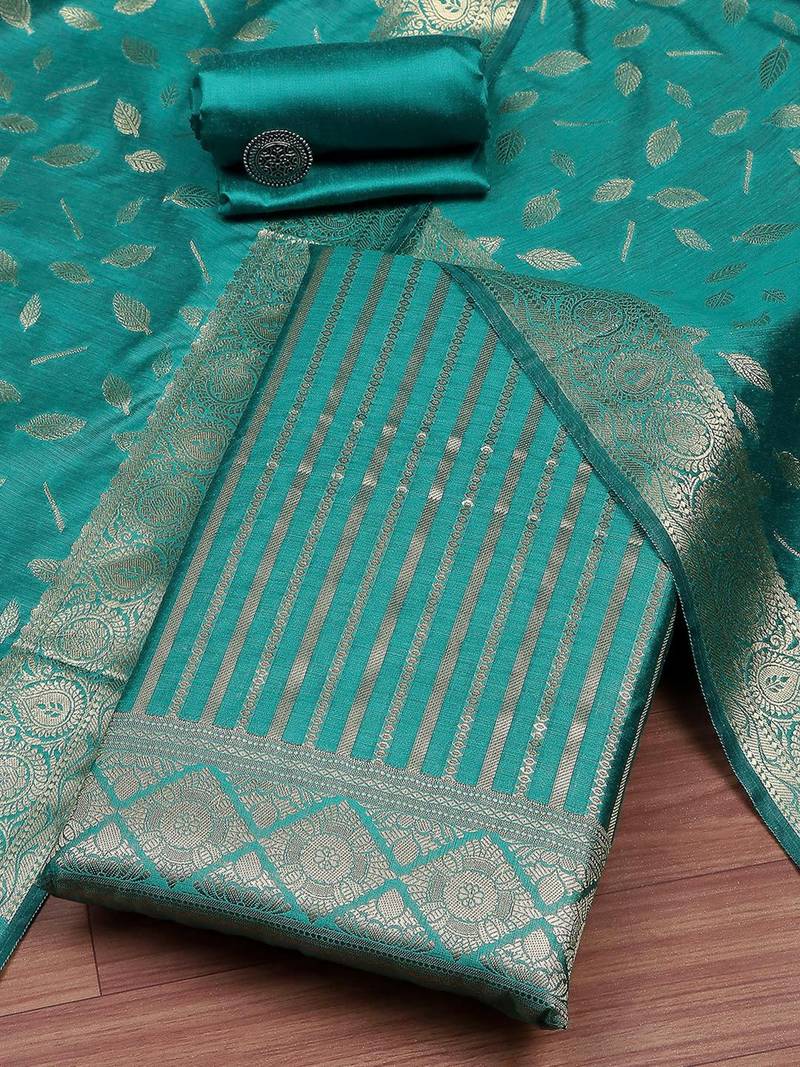 Pure Silk Unstitched Kurta Fabric Bottom Fabric and Dupatta