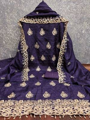 Embellished Unstitched Dress Material 4