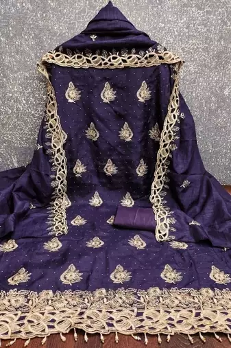 Embellished Unstitched Dress Material
