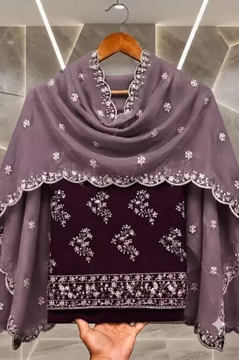 Embellished Unstitched Dress Material