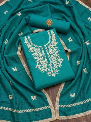 Green Unstitched Dress Material 1