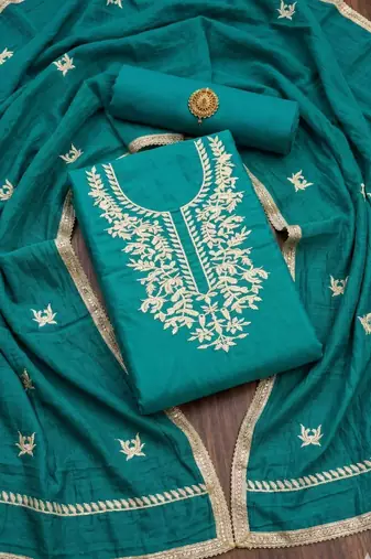 Green Unstitched Dress Material