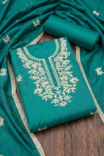 Green Unstitched Dress Material