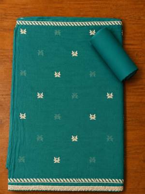 Green Unstitched Dress Material 5