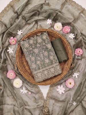 Embellished Unstitched Dress Material 4