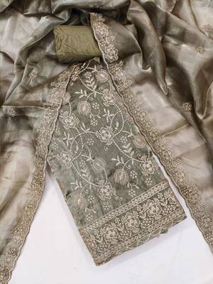 Embellished Unstitched Dress Material 5