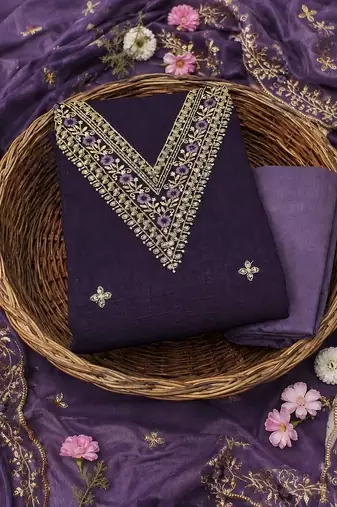 Embellished Unstitched Dress Material