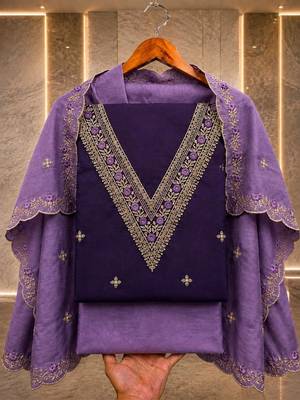Embellished Unstitched Dress Material 3
