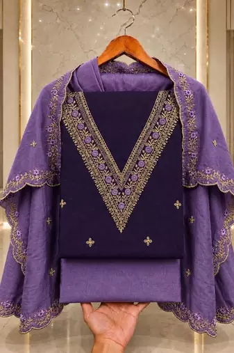 Embellished Unstitched Dress Material
