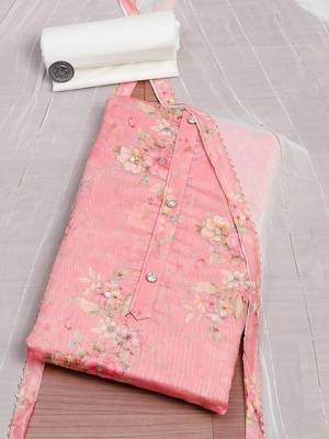 Pink Unstitched Dress Material 1