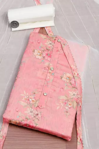 Pink Unstitched Dress Material