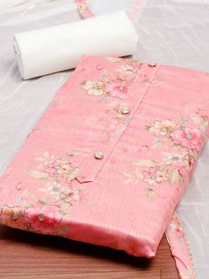 Pink Unstitched Dress Material 3