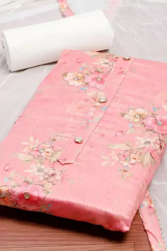Pink Unstitched Dress Material