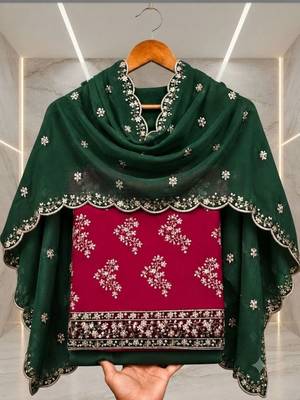 Embellished Unstitched Dress Material 1