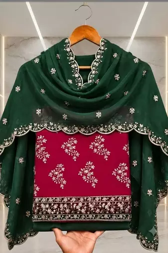 Embellished Unstitched Dress Material