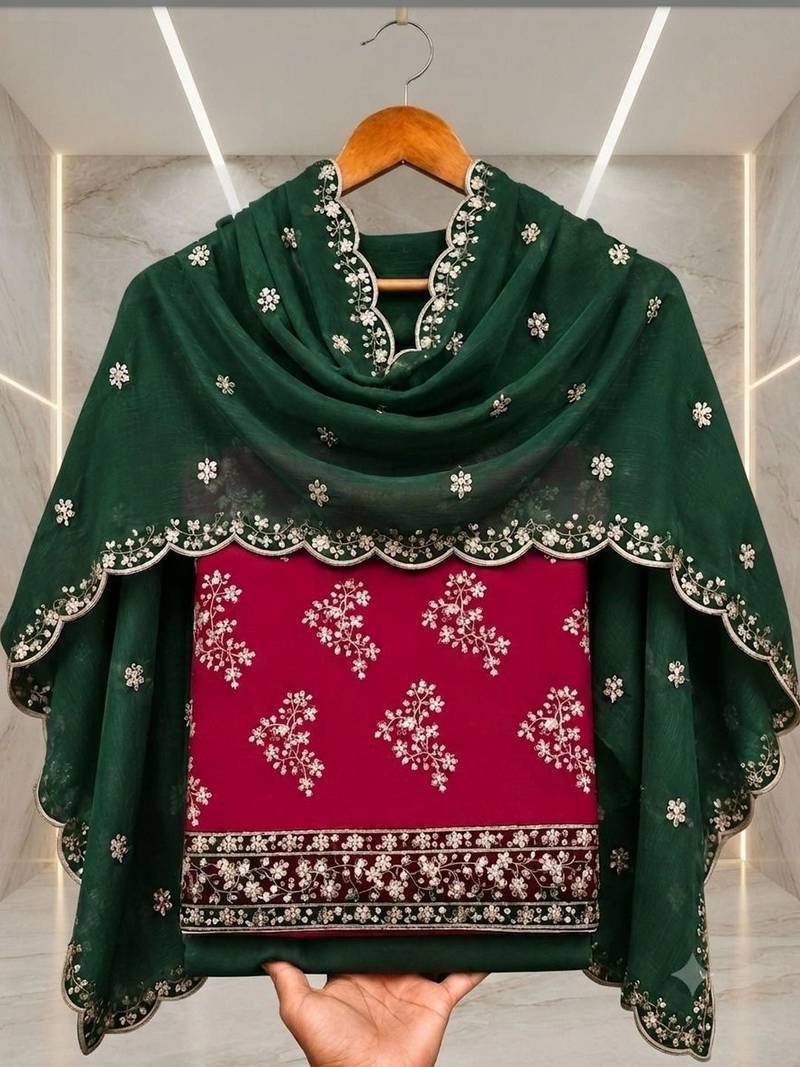 Embellished Unstitched Dress Material