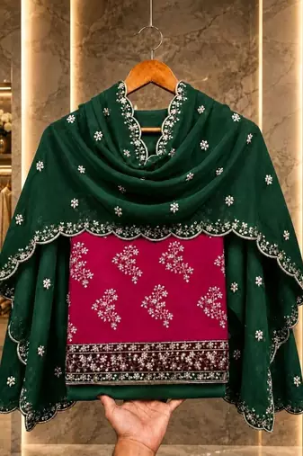 Embellished Unstitched Dress Material