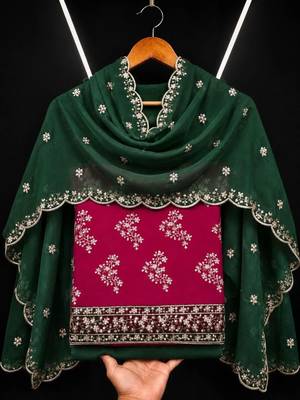 Embellished Unstitched Dress Material 4