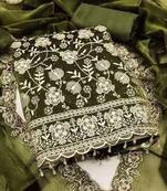 Embroidered Art Silk Unstitched Dress Material