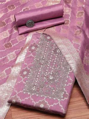Purple Unstitched Dress Material 1