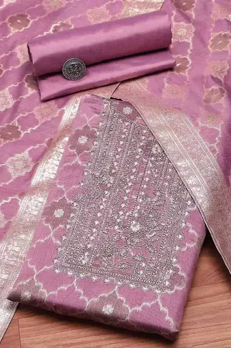 Purple Unstitched Dress Material