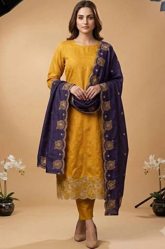 Embellished Unstitched Dress Material