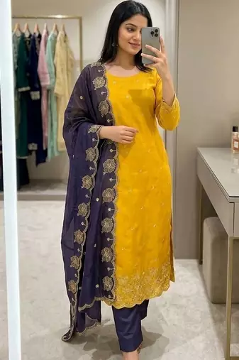 Embellished Unstitched Dress Material
