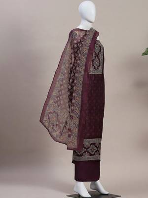 Purple Printed Unstitched Dress Material 2