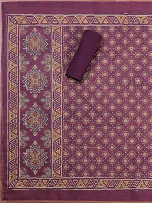 Purple Printed Unstitched Dress Material 3