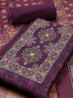 Purple Printed Unstitched Dress Material 4