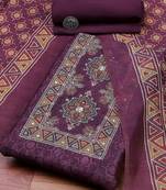Purple Printed Unstitched Dress Material