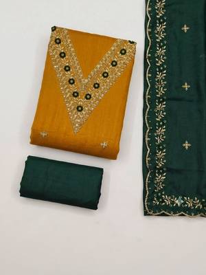 Embellished Unstitched Dress Material 2